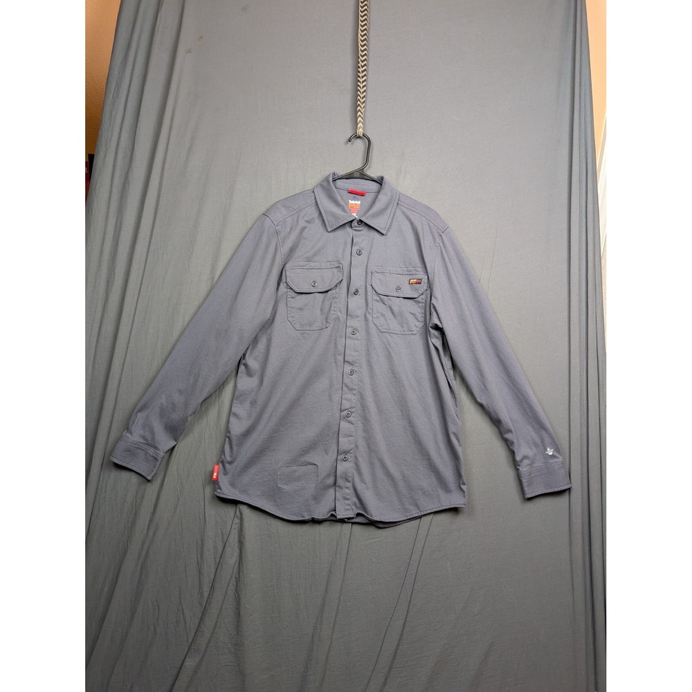 Timberland PRO Mens Gray FR Flame Resistant Work Shirt CAT 2 NFPA 2112 Large L